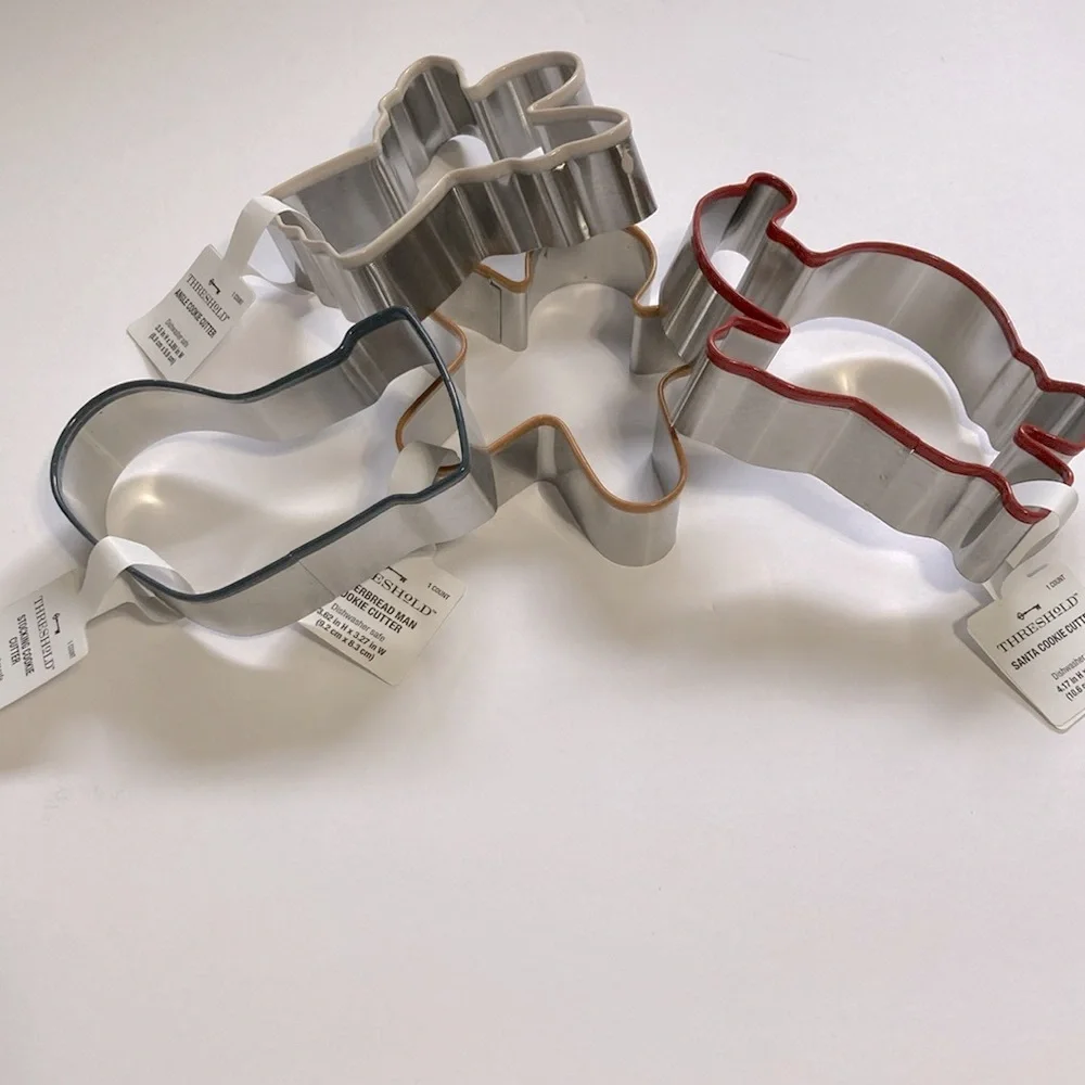 Christmas Cookie Cutters with Silicone Trim Stainless Steel  Set of 4